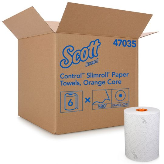 SCOTT® SLIMROLL, papier à mains blanc en rouleau dense 1 pli