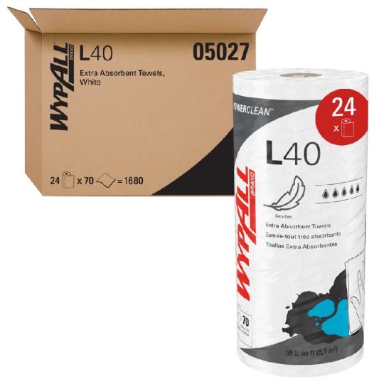 WYPALL L40, papier essuie-tout blanc en rouleau